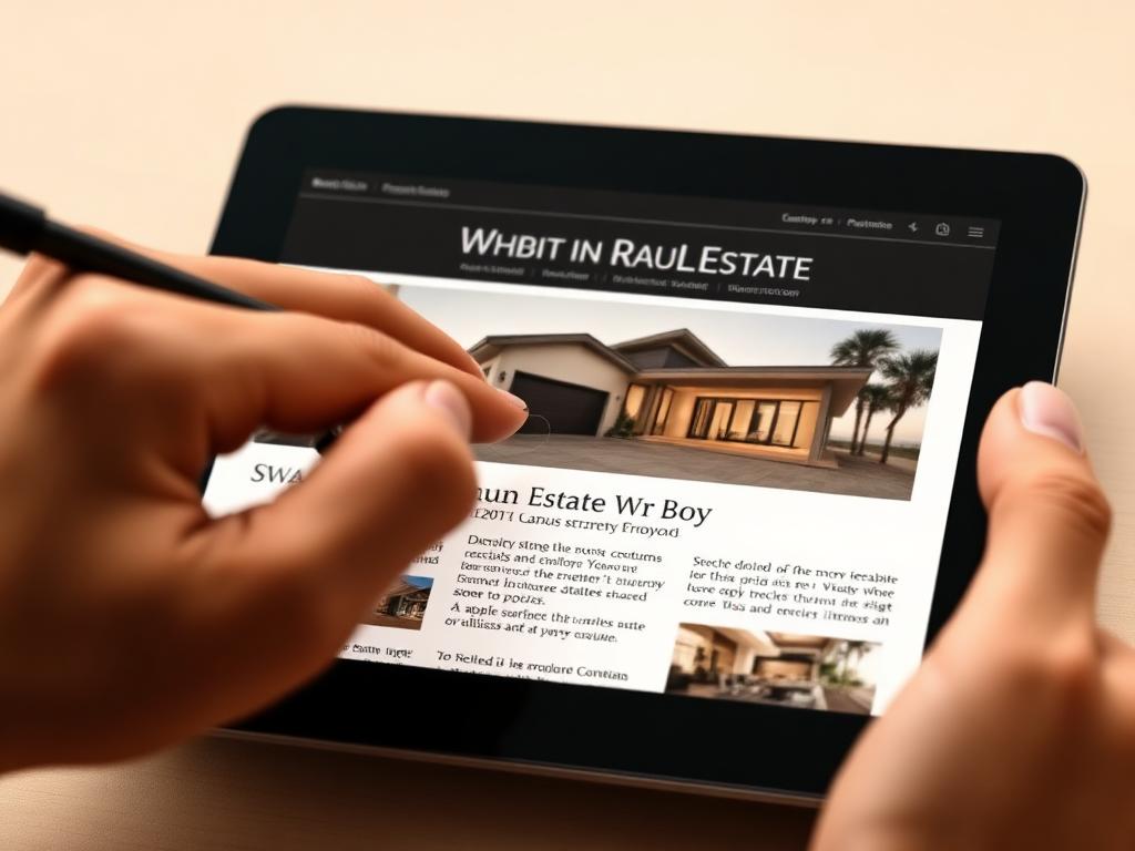 Editing a listing flyer on a tablet