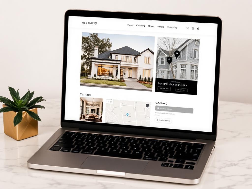 Luxury listing webpage on a laptop